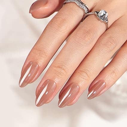 Press On Nails Almond - Fall Press on Nails Meidum Chrome Nails