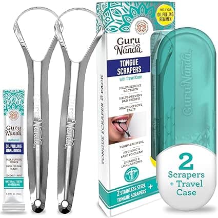 Tongue Scraper for Adults (2 Pack) with Travel Case